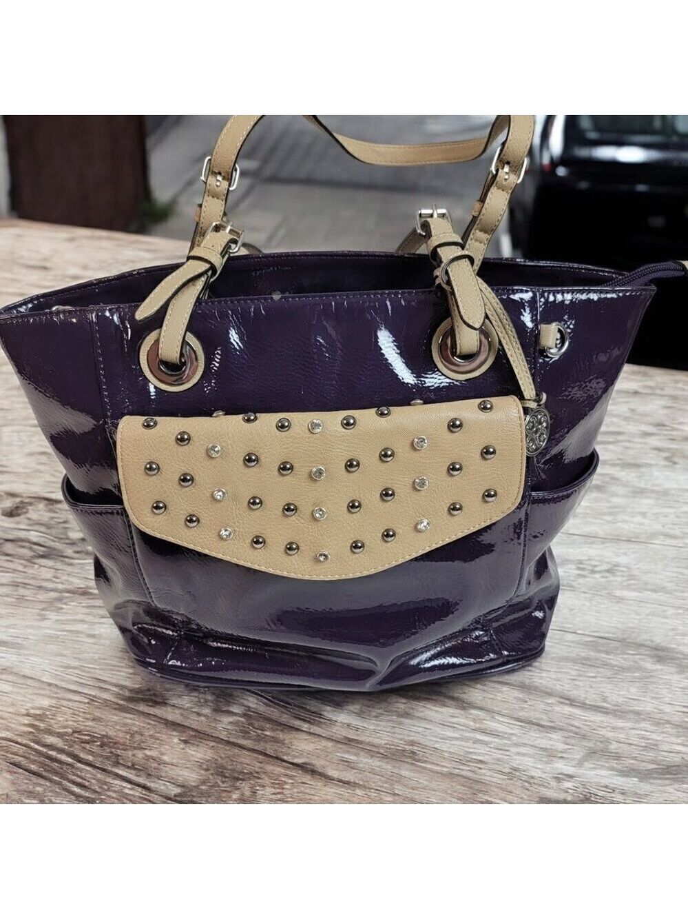 Grace Adele Patent Leather Purse with Clutch, Cosmetic Pouch, Shoulder Strap